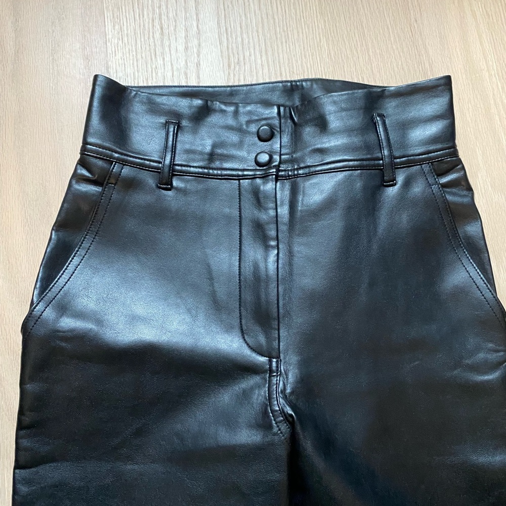 Aritzia Black Leather High-Rise Pants